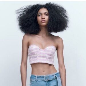 NWT Zara Light Pink Strapless Crop Top